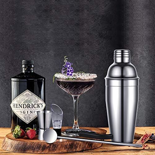 GOLDGE Cocktail Making Set, 17pcs Cocktail Shaker Set Stainless Steel Bar Tool Set Bartender Kit with Wooden Display Stand & Cocktail Book