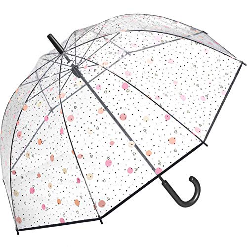 happy rain Guarda-chuva de sino transparente com bolinhas, Corações, 95 centimeters, Tendência