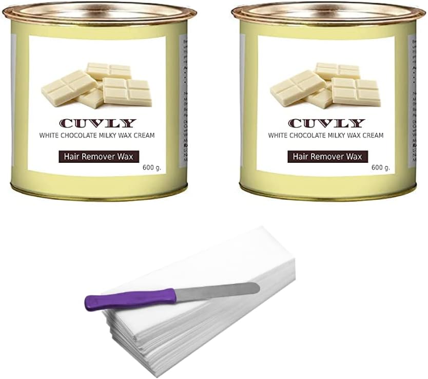 Waxing Kit Cream Wax Waxing Hair Removal Wax white chocolate 600 g (Pack of 2) Wax Combo Kit, Waxing Strips, Knife, Wax For Women And Men, Waxing kit