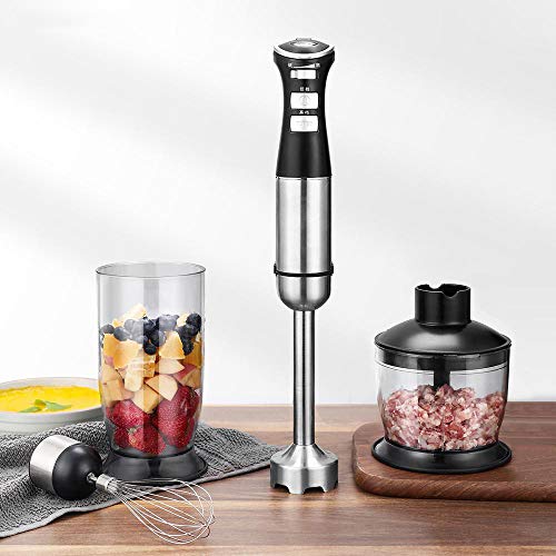 Obst- und gemüsemixer, 4-in-1-stabmixer, stabmixer mit lebensmittelmühle, 1000-ml-behälter, häcksler, schneebesen