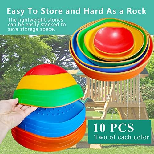 10 PCS Balance Stepping Stones for Kids, Obstacle Course Play Outdoor Backyard Activities Equipment Helps Build Children's Coordination and Confidence, Non-slip Surface and Edging 3 51evnLTCunL. AC