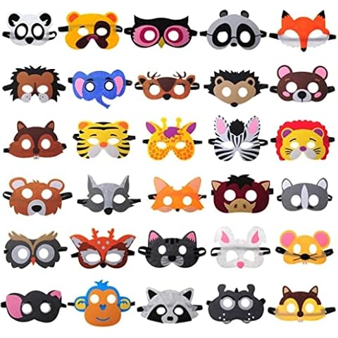 LATERN 30Pcs Felt Animal Masks for Parties Cover