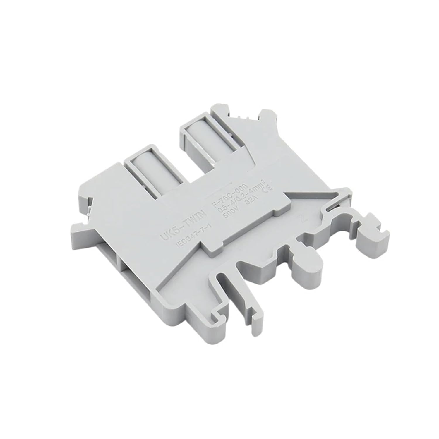 10PCS DIN Rail UK5-TWIN Screw Terminal Block 500V 32A One in Multiple Out Electrical Wire Connector 24-12 AWG Brass UK5 Twin
