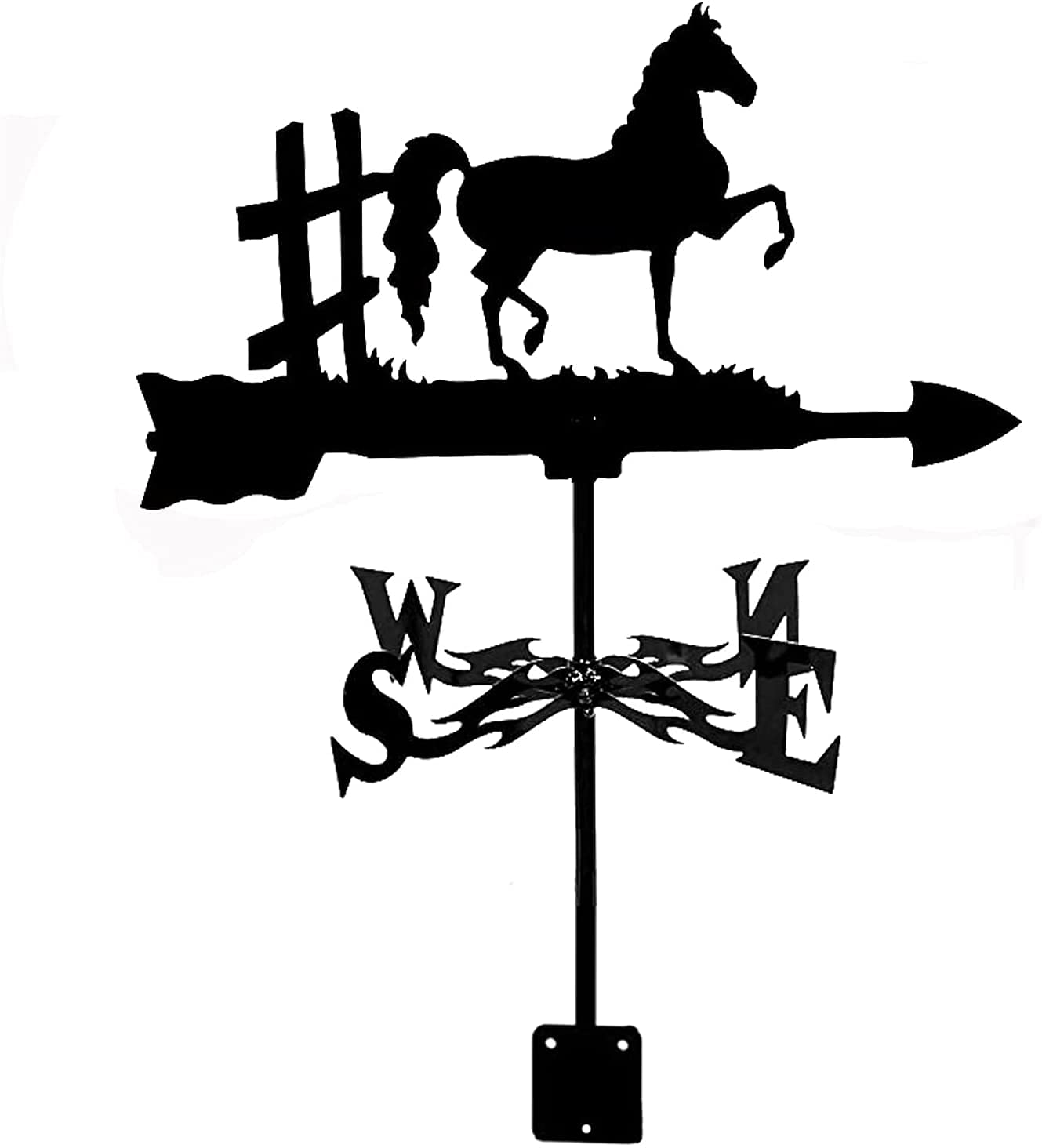 TAXXII wind vane Squirrel Horse Fence Badger Weathercock Weather Vane Direction Indicator for Outdoor Roof Farm Yard Mount Decor with Anti-Rust Coating,Fox(Horse Fence)