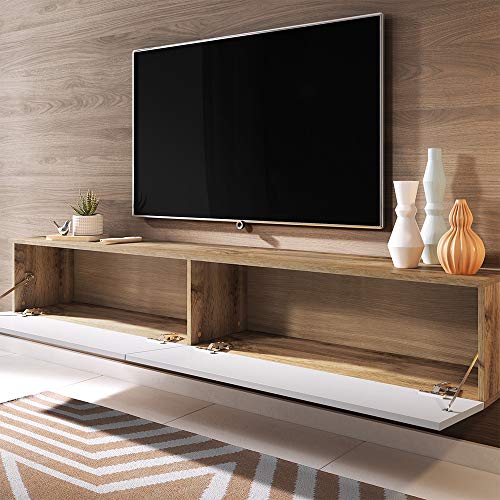 Selsey-Kane-Mueble-TV-FlotanteMesa-TVMueble-para-SalonMueble-TV-Suspendido-180-cm-sin-LED-Roble-DoradoBlanco-Brillante