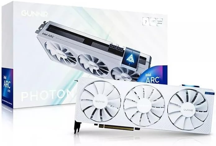 GUNNIR Intel Arc A770 Photon 8GB OC GDDR6 2400MHz Triple Fan White Graphics Card (256-bit, PCIe 4.0, HDMI/DisplayPort, Supports 4k)