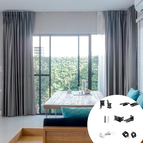 Rieles flexibles para cortinas de techo, soportes de montaje y divisores de espacios en casa 6