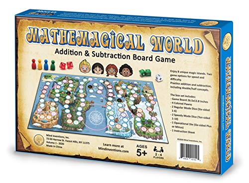 Mathemagical World - Addition & Subtraction Math Board Game For Kids, 4 Players, Ages 5+ And Perfect For Homeschool, Kindergarten, Pre-K, And Gifted & Talented Prep #TOP5