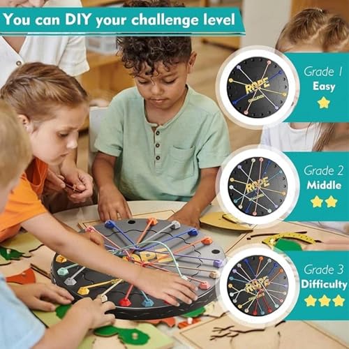 Image of Rope Challenge Logic Puzzle Game - Brain Teaser Rope Untangling Puzzle Game for Kids & Adults | Strategy Mind Game for Family Indoor & Travel Games | Educational Brain Game Age 7+