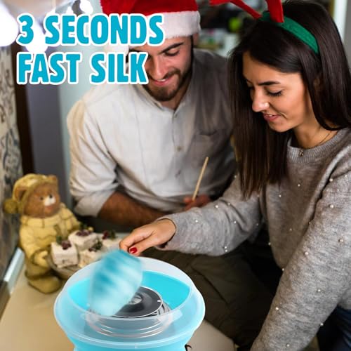 Zuckerwattemaschine Retro Cotton Candy Machine: Zuckerwatte Maschine mit Stäbchen und Messlöffel, Zuckerwatte Zucker Set Höhe 27 cm für Zuhause Kindergeburtstag Party Blau – Bild 8