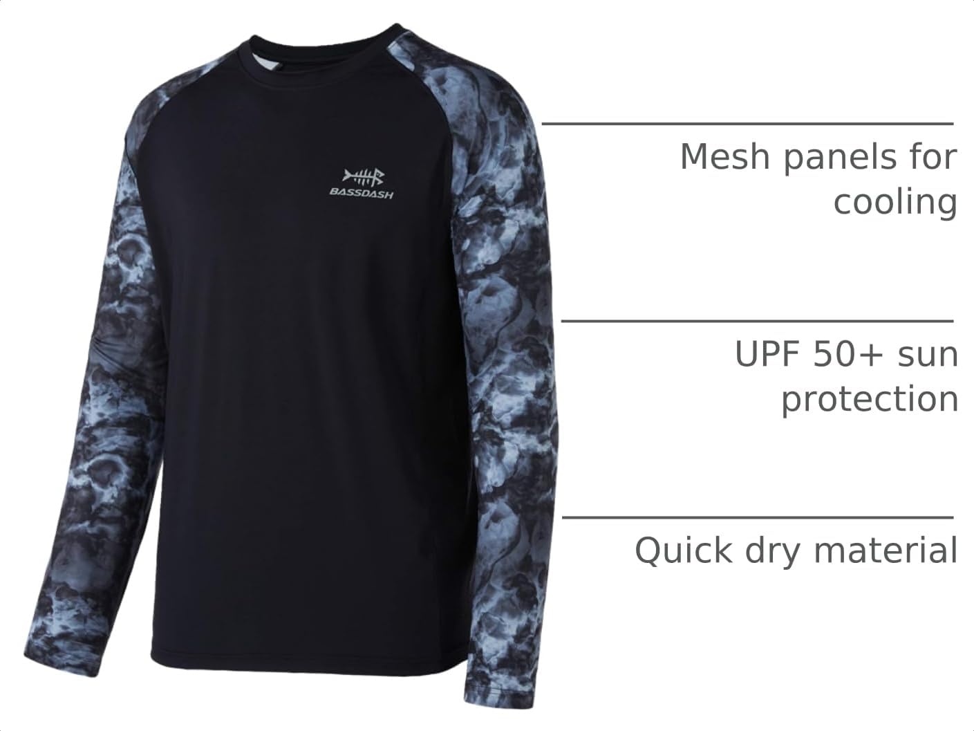 BASSDASH UPF 50 Fishing Tee for Men Camo Long Sleeve Shirt Quick Dry Sweatshirts image 3