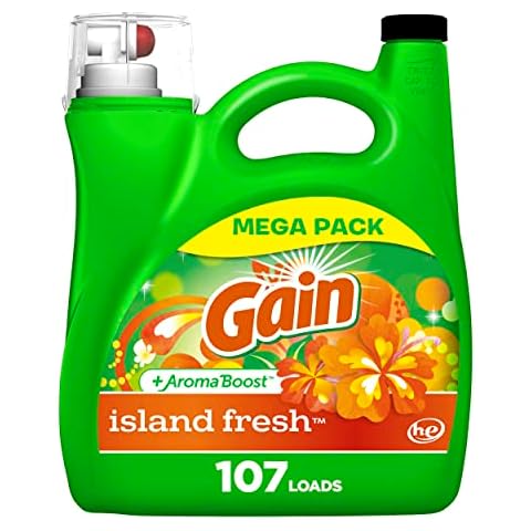 Gain + Aroma Boost Liquid Laundry Detergent, Island Fresh Scent, 107 Loads, 154 fl oz, HE Compatible Cover