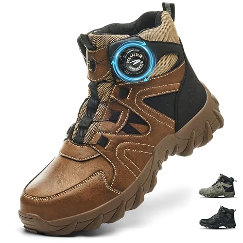 COOU Chaussures de Securite Hommes Femme Montante Légère Basket de Securite Haute Bottines de Securite Embout Acier Protection Chaussures de Travail...