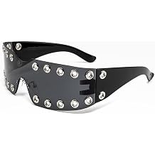 Junsika Y2K Sunglasses for Women Men Futuristic Frameless Wrap Around Trendy Punk Shades Rave Sun Glasses