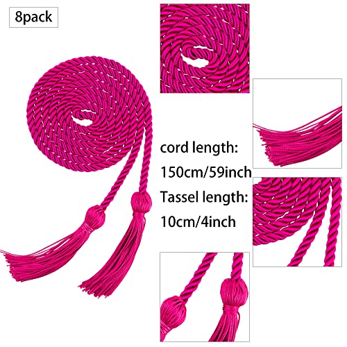 Image of Trounistro 8 Pieces Graduation Cords Yarn Honor Cords with Tassel for College Graduation Students (Fuchsia)