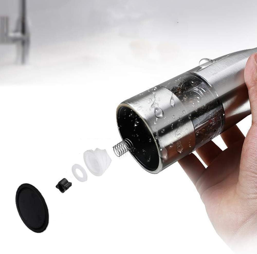 Professional Salt and Pepper Mills Electric Grinder Set, Illuminated Dispensing Adjustable Coarseness from Ceramic Blades One Touch Operation Battery