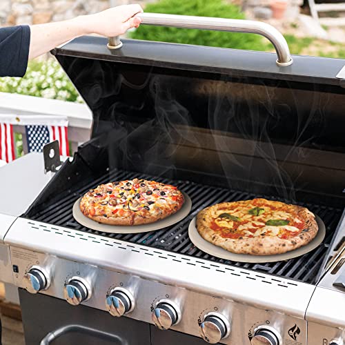 Pizza Stone For Oven And Grill 14 Inch - Cordierite Baking Stone Set With Stainless Steel Rack And Plastic Scraper - Durable And High-Quality Ceramic Pizza Stones For Grill And Oven #TOP6