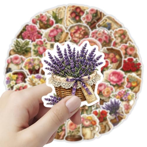 Image of Aesthetic Flowers Stickers Flora Scrapbook Stickers(Vintage) | Vintage Flowers Waterproof Sticker for Scrapbook Journal Water Bottle Kindle DIY Crafts Party Supplies