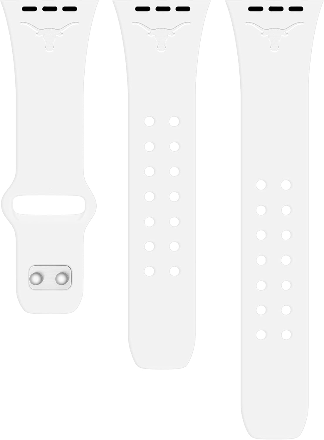 Affinity Bands Texas Longhorns Engraved Silicone Watch Band Compatible with Apple Watch - 38/40/41mm (42mm Series 11) White