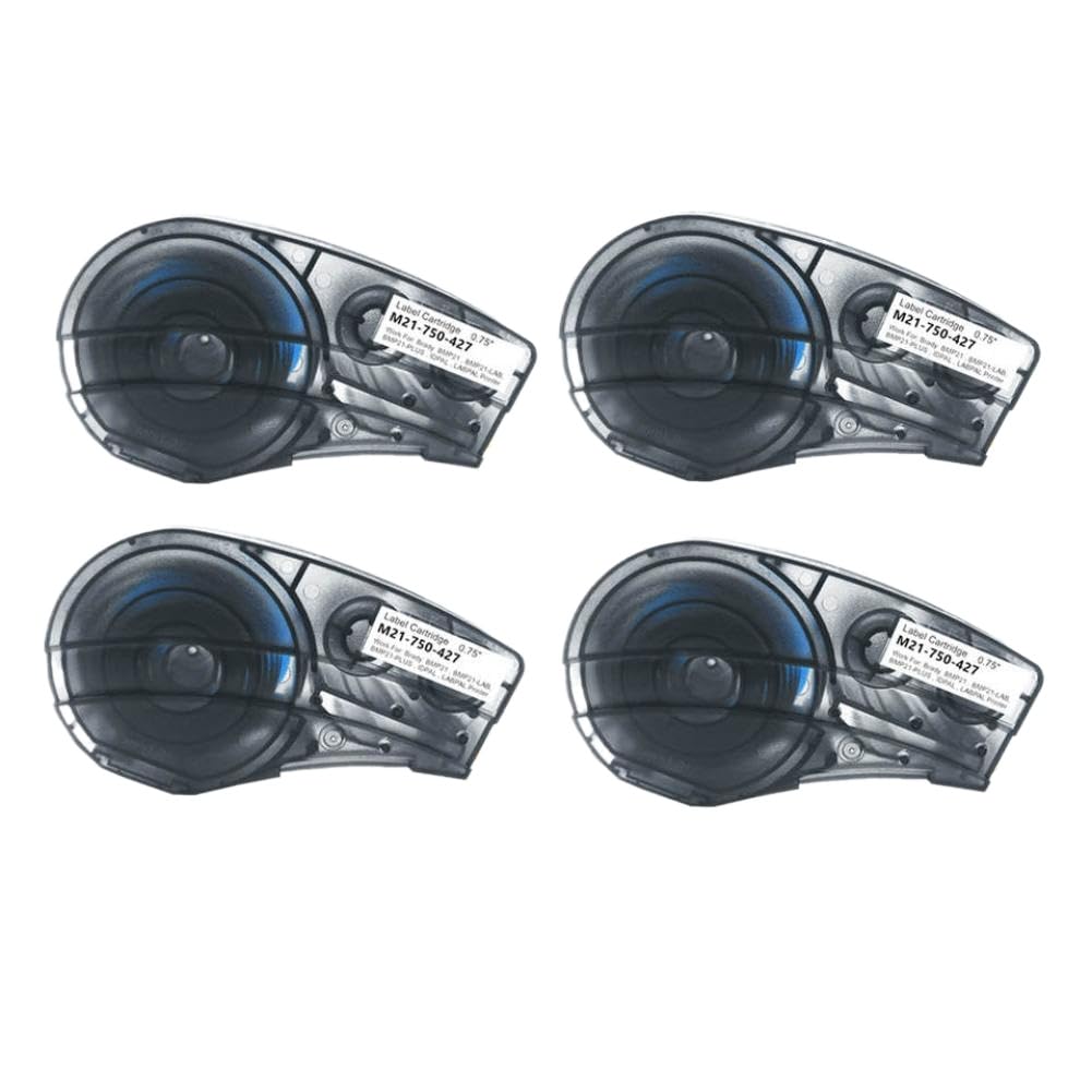 Cinta de Cartucho de Etiquetas autolaminada de 1 a 5 Piezas Compatible con BMP21 Plus BMP21 Lab IDPAL LABPAL M21 750 427(4 Pack M21-750-427)