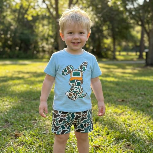 Image of Toddler Boy Easter Outfit Letter Cross Short Sleeve T Shirt Camouflage Shorts Set 2T 3T 4T 5T Summer Outfits