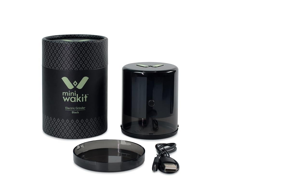 Mini Wakit Grinder (Black) – Rechargeable Electric Herb Grinder with Patented Ball & Chain Technology for Effortless Grinding – Compact, Easy-to-Use, Ideal for Kitchen, Herbs, and Spices