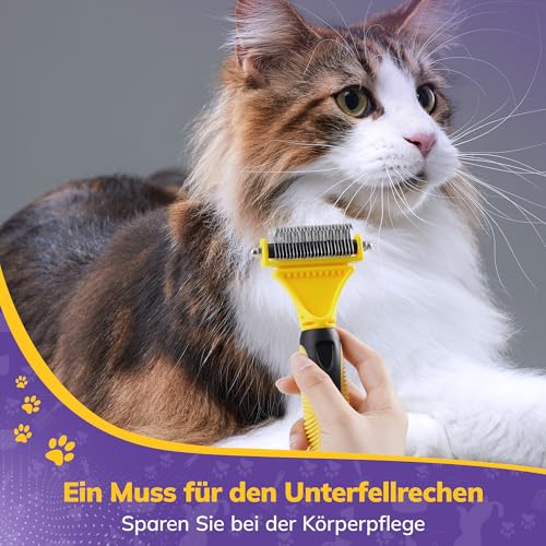 Morpilot Hundebürste Katzenbürste, 12+23 Entfilzungskamm katze Edelstahlkamm Entfernen von unerwünschten Haaren und Entwirren Knoten, Reduziert Haarausfall Um 99% Rake