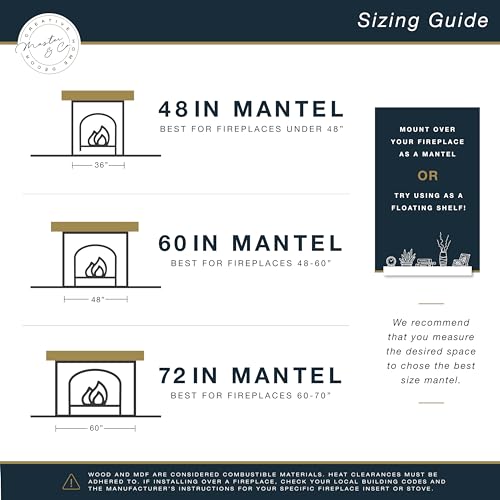 Image of MCS 48-Inch Mantel, Master & Co Espresso Finish Solid Wood Floating Fireplace Mantel, Long Floating Shelf for Livingroom with Wood Cleat Hanging System, Photo and Home Decor Display Shelf