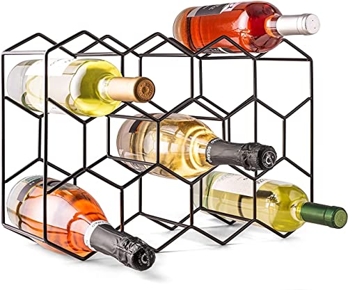 Image of Countertop Wine Rack 14 Bottle Freestanding Modern Metal Wine Rack 3 Tier Tabletop Wine Holder Stand for Cabinet Pantry Wine Bottle Storage No Assembly Required (Black)