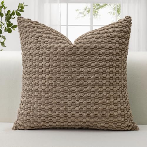 JOTOM Housse de coussin doux en velours côtelé, 40 x 40 cm, décorative, avec texture bulles 3D, pour canapé, chambre à coucher, douce, pour décoration de...