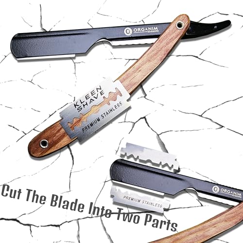 Image of Barber Shaving Razor for Men with Wooden Handle | Stainless Steel Slider Head Razor for Salon and Home Grooming | Manual Beard Shaving and Trimming Razor for Barbers (Black)