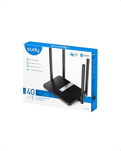 Miniatura 8 de Cudy AC1200 Router de módem 4G LTE desbloqueado de doble banda con ranura para tarjeta SIM, WiFi de malla de 1200 Mbps, antenas de alta ganancia de