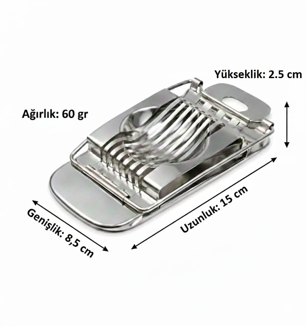 Yumurta Dilimleyici – Paslanmaz Çelik Telli Yumurta Kesici, Kahvaltı ve Salata İçin Pratik ve Eşit Dilimleme Aparatı (1, Çelik)
