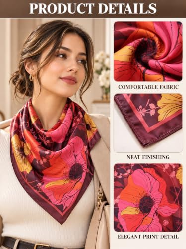 Image of Ravaiyaa - Attitude is everything Women Printed Silk Bandana 21 x 21 Inch Square Headband & Hair Wrap, Soft & Versatile | Fashion Neck Wrap