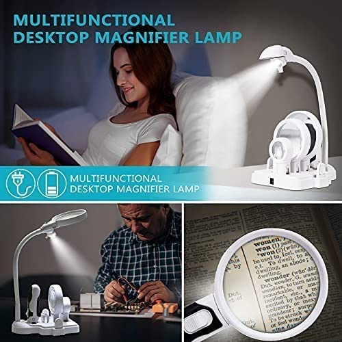 Loupe de Bureau Loupe avec lumière LED Outils matériels de Base Robustes de Haute clarté Durable pour Les travaux rapprochés Loupes de Lecture Interesting
