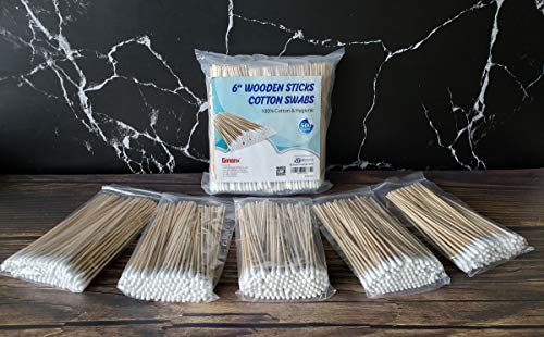 Gmark 500Pcs Count 6" Cotton Swabs Wooden Sticks Cotton Tipped Applicator Gm1091B #TOP2