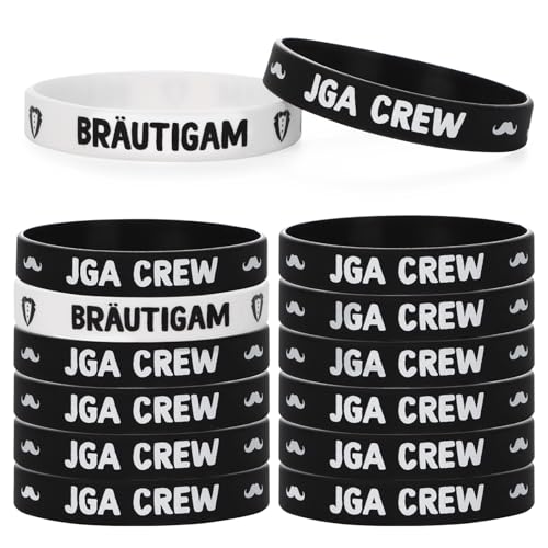 COMOOKA 12 Stück JGA Männer Armbänder - JGA Accessoires Männer - 1x Bräutigam + 11x JGA Crew - Team Bräutigam Junggesellenabschied Accessoires - Hochzeit Deko Bachelorette Party Silikonarmband