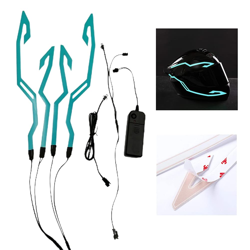 Tira de luz para casco, tira adhesiva luminosa LED, luz nocturna LED, señal de conducción, luz fría para casco, modo 3, funciona con batería, para todos los cascos de motocicleta