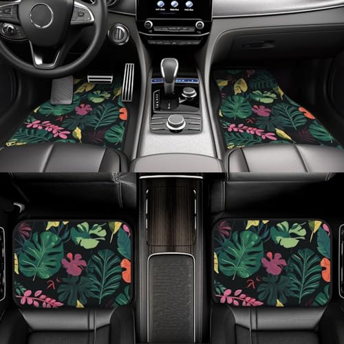 Tapis de sol voiture imperméables antidérapants universels à motif plantes tropicales