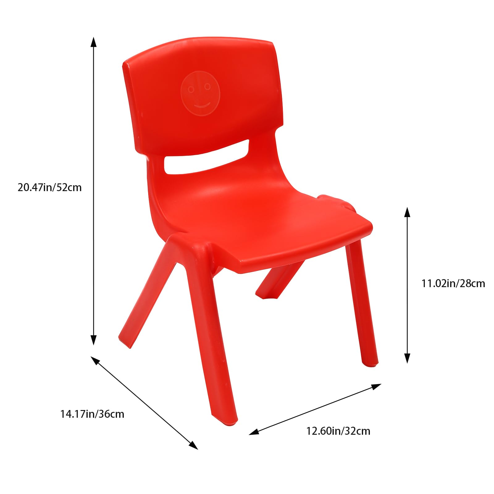 6 sillas escolares apilables de 36 x 32 x 52 cm, con diseño apilable y respaldo ergonómico, sillas de plástico resistentes para aulas, guarderías