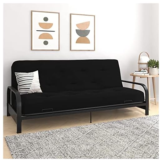 DHP Trule 8-Inch Spring Coil Futon Mattress, Microfiber, Full, True Black