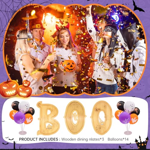 Boo Halloween Charcuterie Board,with Balloon,3 Bamboo Letter Food Tray - image 7