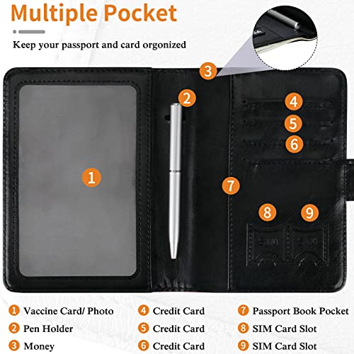 Image of TIGARI Passport Holder for Travel Women Men, PU Leather Waterproof RFID Wallet Cover Case Sleeve, Valentines Day Gifts, Vacation Plane Cruise Travel Document Organizer Essentials