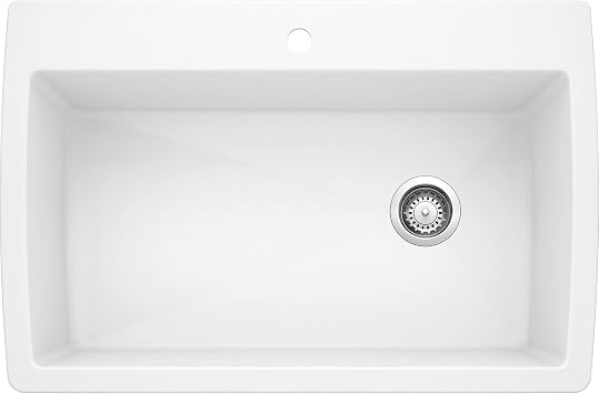 BLANCO, White 440195 DIAMOND SILGRANIT Super Single Drop-In or Undermount Kitchen Sink, 33.5" X 22" | Drop-In or Undermount, 36" Minimum Cabinet Size, Single Bowl