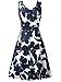 FENSACE Women's Summer Casual Fit and Flare Nave Floral Dress,18034-2,Medium