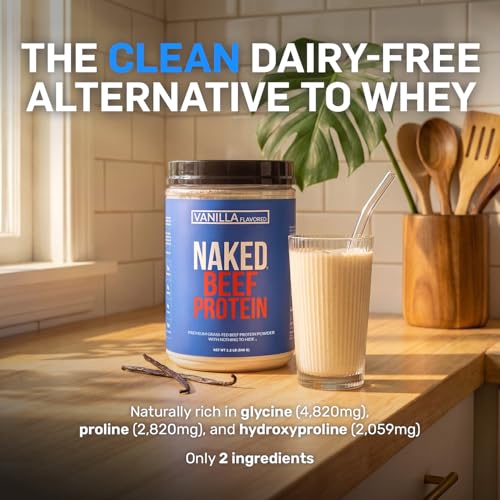 Image of NAKED Vanilla Beef Protein Isolate - Grass Fed European Beef Bones, 21g Protein & Collagen Amino Acids, Dairy Free, No Artificial Ingredients, Paleo Keto Carnivore Friendly - 20 Servings