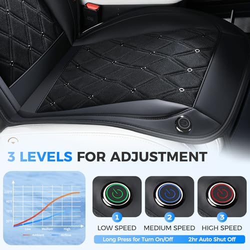 Image of Coverado Cooling Car Seat Cover, 12V-24V Ventilated Front Seat Cushion for Car, 3-Speed Adjustable Seat Cover for Summer Driving Seat, Universal Fit for Car SUV Truck Van