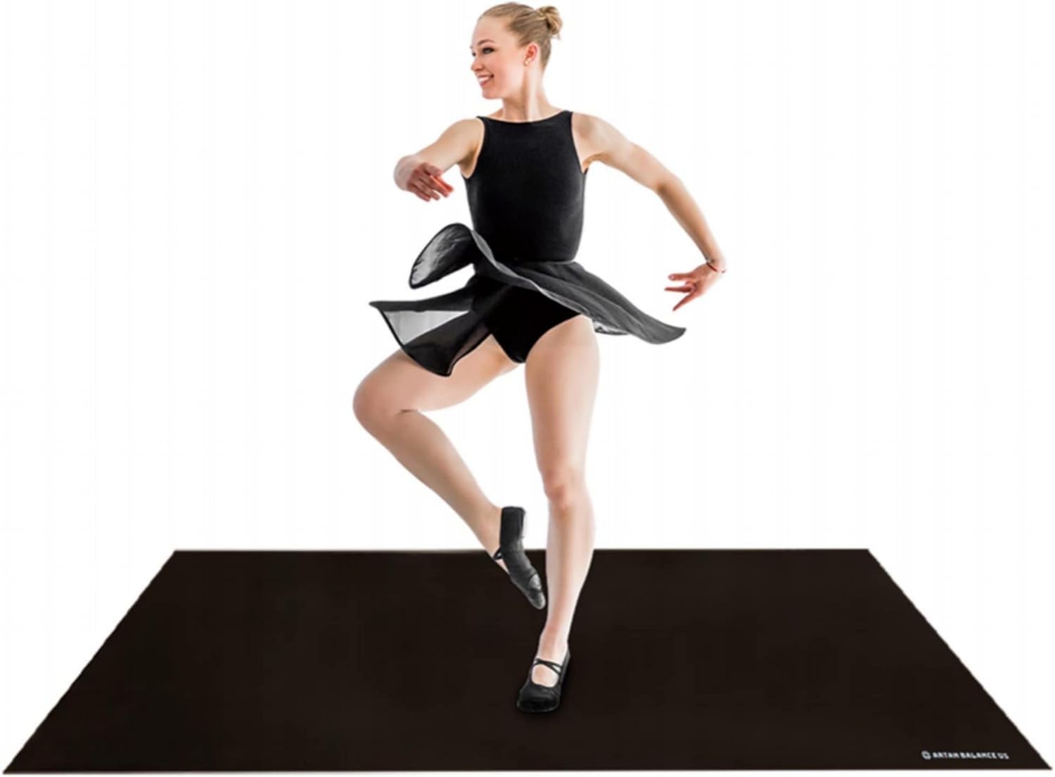 Artan Balance Marley Dance Floor and Ballet Barre Portable for Home or Studio, Freestanding Adjustable Single Bar, Kids and adults, 2 pc. Set