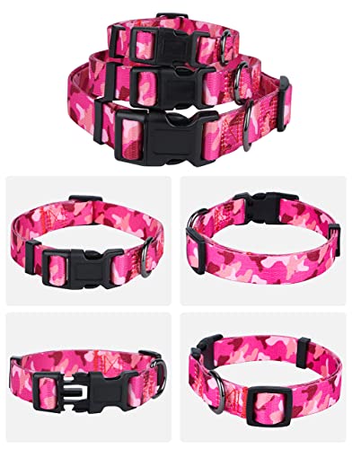 Rhea Rose Hundehalsband Sonderanfertigung Personalisierte weiche Halsbänder Pink Camo Medium