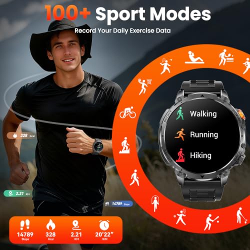 Military Smart Watches for Men, 100-day Battery, 1.7" Smartwatch 2 Bands - image 7
